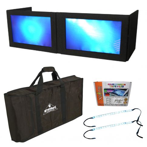 Grundorf GS-LS1646TB 4FT White Lycra Table Top Facade with LED Kits & Carry Bag Package