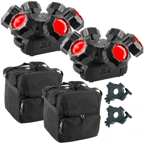 (2) Chauvet DJ Helicopter Q6 Rotating Multi-Effect Lights with Cary Cases Package