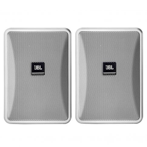 (2) JBL Professional Control 23-1L Ultra-Compact 8-Ohm Indoor/Outdoor Background/Foreground Speakers (White)