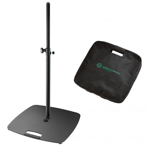 Konig & Meyer 26736 Black Steel Tube Distance Rod with Black 21.6" x 21.6" Steel Base Plate & Base Plate Carrying Case Package