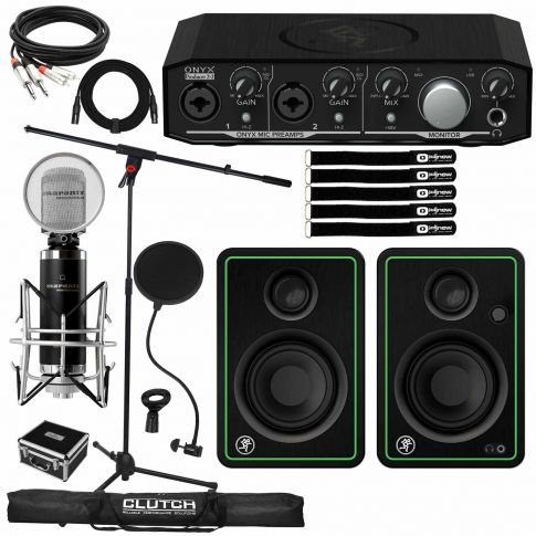 Mackie CR3-X 3" Monitor Speakers with Audio Interface & Marantz Mic