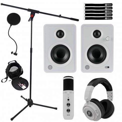 Mackie Limited Edition White CR3-X 3" Monitors with Mic & Boom Stand