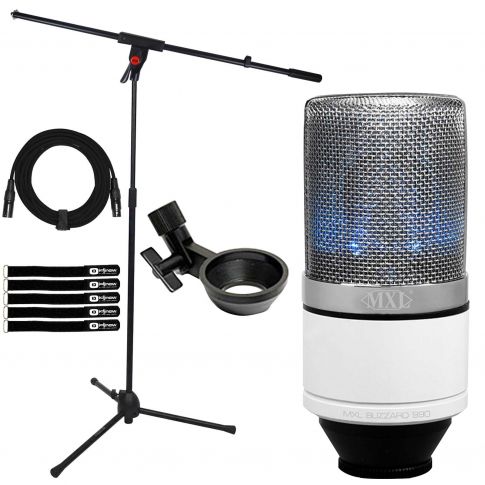 MXL 990 BLIZZARD Blue LED Condenser Microphone with Boom Stand