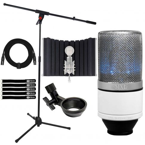 MXL 990 BLIZZARD Blue LED Condenser Microphone with Isolation Shield