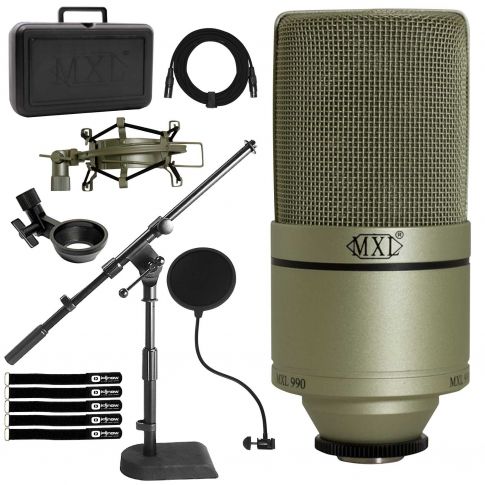 MXL 990 Vocal Condenser Microphone with Adjustable Combo Stand
