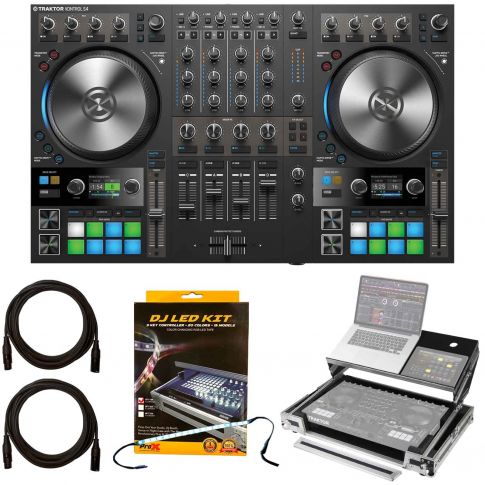 Native Instruments Traktor Kontrol S4 MK3 4-Channel DJ System with Odyssey Case & LED Light Kit Package