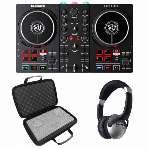 Numark Party Mix II Controller with DJ Headphones & Case Package