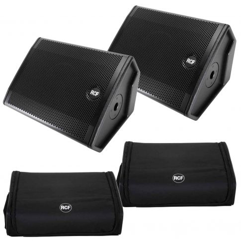 RCF NX 12-SMA Active Coaxial Stage Monitor Speakers & Protective Covers Pair Package