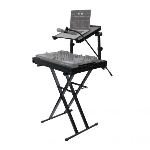 Odyssey LTBXS2MTCP X-Stand Combo Pack Dual Tier Heavy-Duty Folding Stand with Microphone Boom and Laptop / Gear Shelf