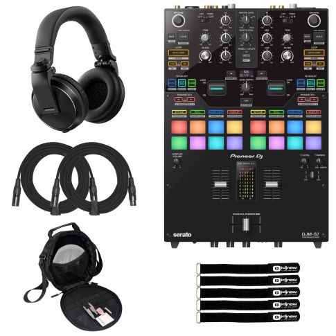 Pioneer DJ DJM-S7 2 Channel Mixer with Over-Ear Headphones