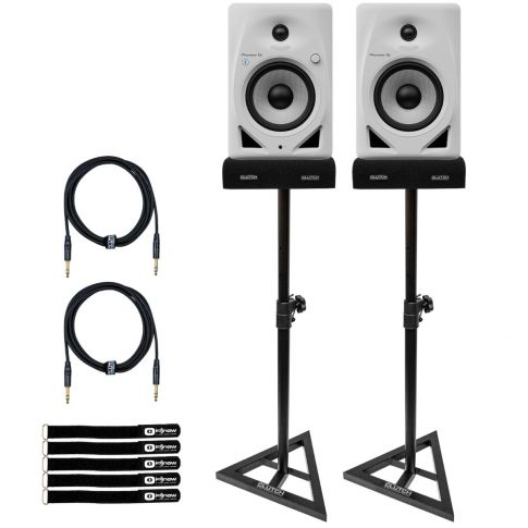 Pioneer DJ DM-50D-BT-W 5" White Bluetooth Desktop Monitors with Stands