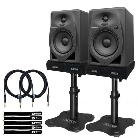 Pioneer DJ DM-50D/CMXEG Black Monitors with Desktop Monitor Stands