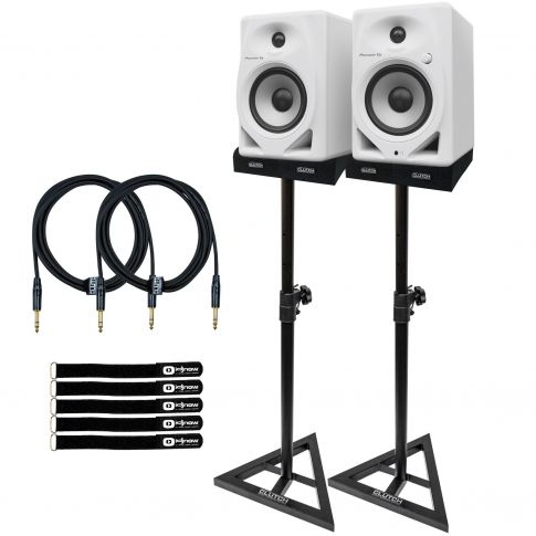 Pioneer DJ DM-50D-W/CMXEG White Monitor Speakers with Monitor Stands