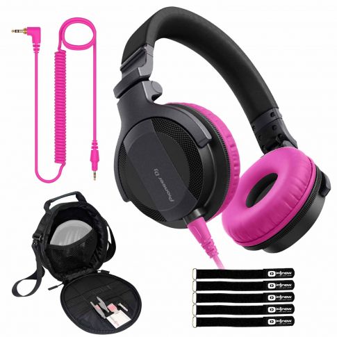 Pioneer DJ HDJ-CUE1 DJ Headphones with Pink Ear Pad Accessories