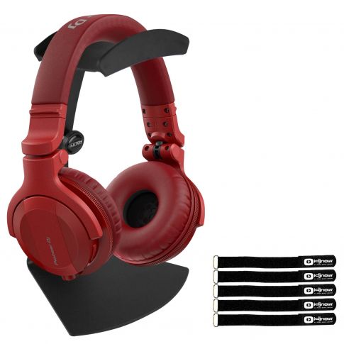 Pioneer DJ HDJ-CUE1BT Red Bluetooth Headphones with Desktop Stand