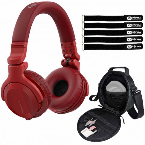 Pioneer DJ HDJ-CUE1BT Red Bluetooth Headphones with Gear Bag