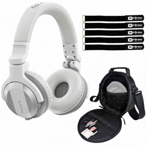 Pioneer DJ HDJ-CUE1BT White Bluetooth Headphones with Gear Bag