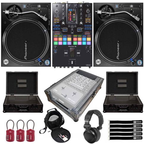 Pioneer PLX-1000 Turntables with PDJM-S11 Mixer & Black Cases