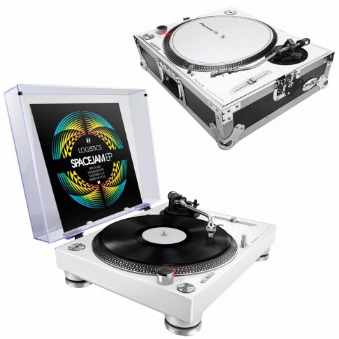 Pioneer PLX-500 High-torque Direct Drive Turntable (white) with ProX Turntable Case Package