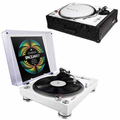 Pioneer PLX-500 High-Torque Direct Drive Turntable (white) with ProX Black Turntable Case