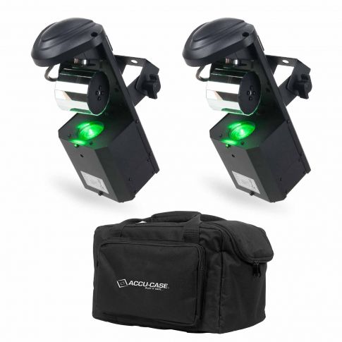 ADJ Pocket Roll Pak: 2x Inno Pocket Roll Mirrored Scanners with F4 Par Bag