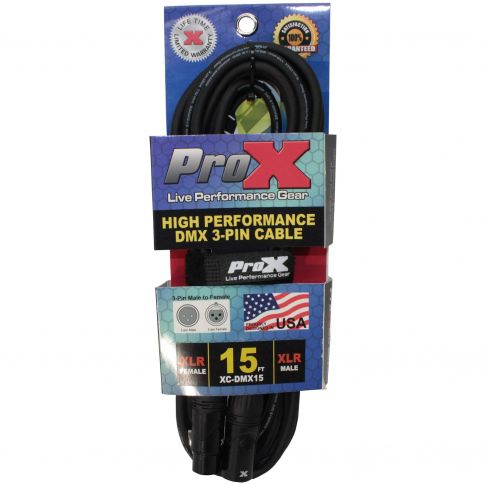 ProX XC-DMX15 15ft 3Pin High Performance DMX Cable