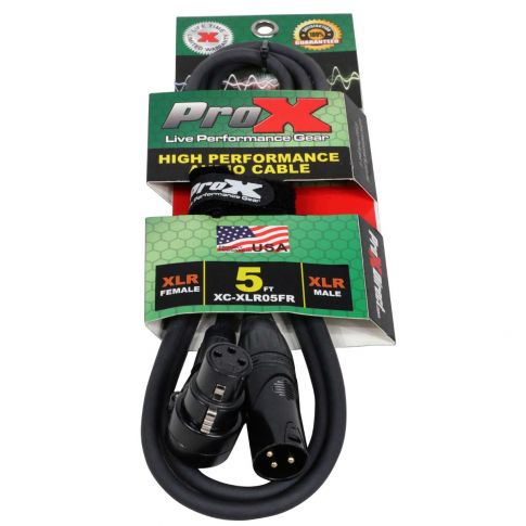 ProX XC-XLR05FR 5 FT Balanced Right-Angle XLR-F to XLR-M Audio Cable