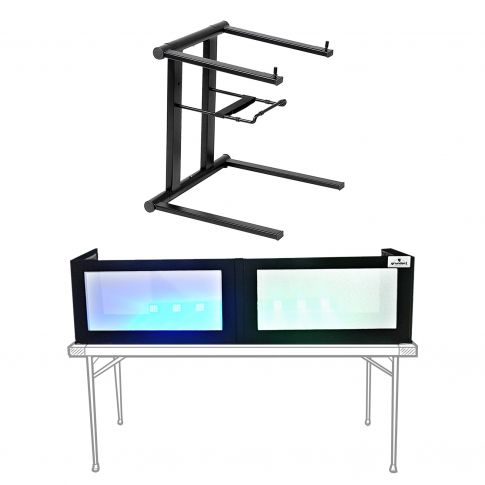 ProX T-LPS600B Foldable Portable Laptop Stand with Grundorf GS-LSB1652T 16" x 52" G-Screen Black Lycra LED DJ Facade Package