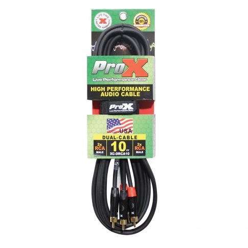 ProX XC-DRCA10 10foot Dual RCA Male to Dual RCA Male Cable