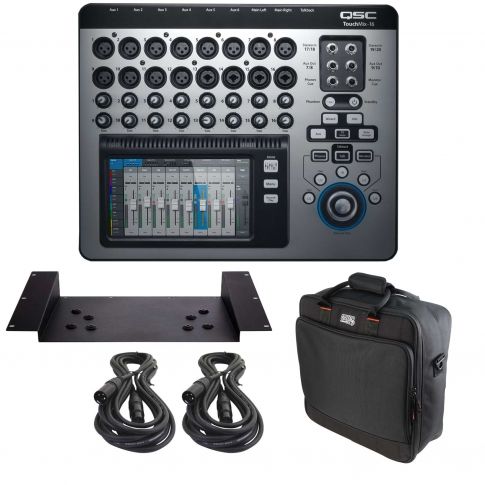 QSC TouchMix-16 Compact Digital Mixer with Mounting Kit & Carry Bag Package
