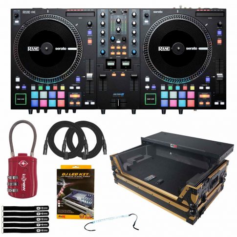 Rane ONE Motorized DJ Controller with Gold and Black Shelf Case