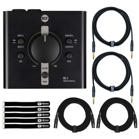 RCF MC-1 Professional Passive Monitor Controller with Cables Package