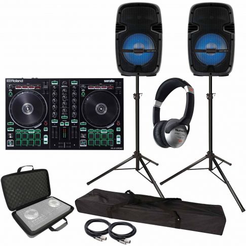 Roland DJ-202 Serato DJ Controller with 8" Active Speakers & Case