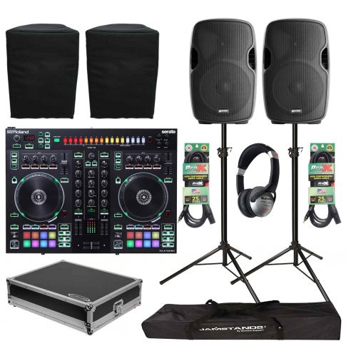 Roland DJ-505 Serato Controller with Gemini AS-1500P Speakers & Case