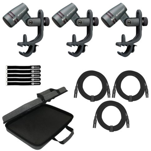 Sennheiser 3-PACK-E-604 Instrument Microphone Set with EVA Case