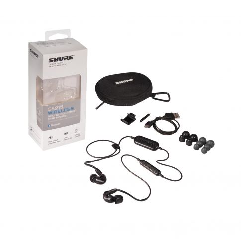 Shure SE215 Wireless Sound Isolating Earphones with Bluetooth Enabled Communication Cable in Black