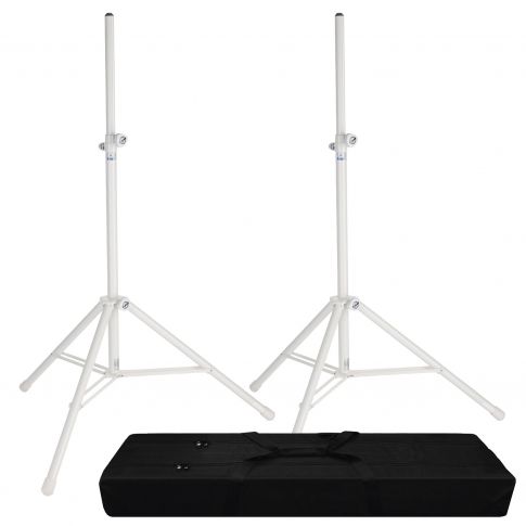 Konig & Meyer 214/6 Pure White Speaker Stand Pair & Bag Bundle 