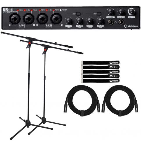 Steinberg UR44 USB Audio Interface with Microphone Boom Stands Package