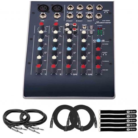 StudioMaster C2S-2 2 Channel USB Compact Mixer with Cables Package