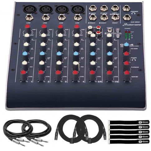 StudioMaster C2S-4 4 Channel USB Compact Mixer with Cables Package
