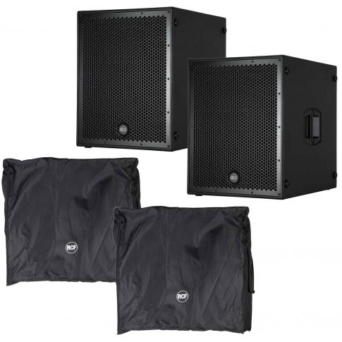 RCF SUB 8004-AS 18" Active High Power Subwoofer & Protective Cover Pair Package
