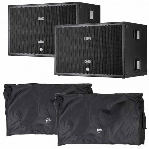 RCF SUB 8006-AS Dual 18" Active High Power Subwoofer & Protective Cover Pair Package