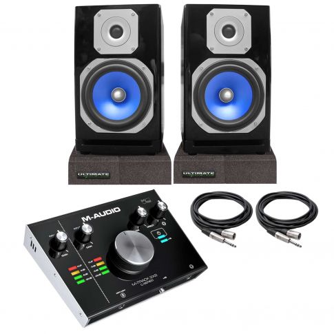 Technical Pro MB5000 5" Powered Bluetooth USB Studio Monitors with M-Audio 2x2 USB Audio Interface Package