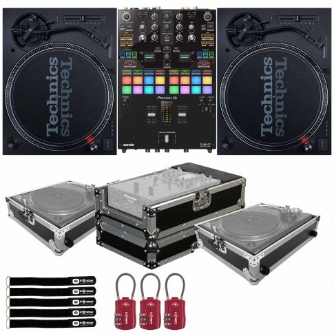 Technics SL-1200MK7 Turntables with Pioneer DJ DJM-S7 Mixer & Cases