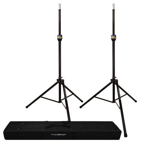 (2) Ultimate Support TS-99B Aluminum Speaker Stands & Transport Case Package