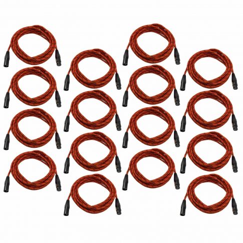 Universal 20' Red Braided Sure-Fit XLR to XLR Connecting Cable (16 pack)