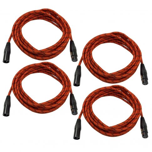 Universal 20' Red Braided Sure-Fit XLR to XLR Connecting Cable (4 pack)
