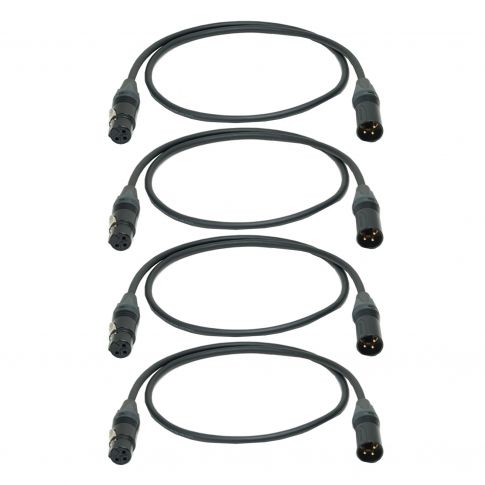 Universal 3FT 3-Pin Premium DMX Cable (4-Pack)