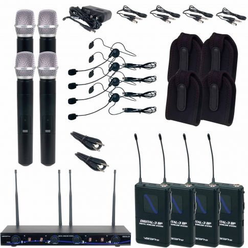 Vocopro DIGITAL-34-ULTRA Four Channel Digital Wireless Handheld / Headset / Instrument Microphone System