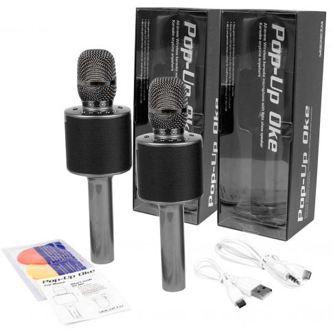 VocoPro Pop-Up Oke All-In-One Wireless Karaoke Microphone with Light Show Speaker